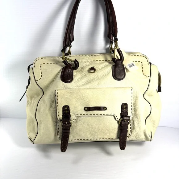 Ellen Tracy Cream and Brown Women's Handbag - Picture 1 of 13